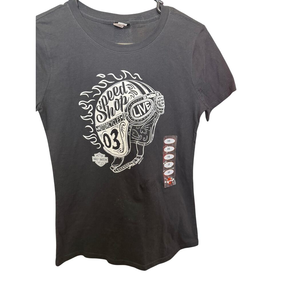 black Harley-Davidson T-shirt features a "Speed Shop" graphic - Picture 1 of 5